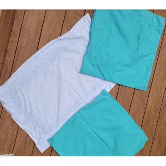 2 Echo Design & 1 Pottery Barn Turquoise White Embroidered Pillow Covers Lot - Picture 6 of 11